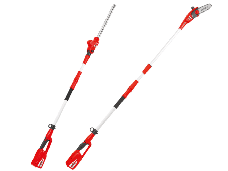 Motofierastrau si foarfeca gard viu cu maner lung telescopic Grizzly 40V 2in1 Set